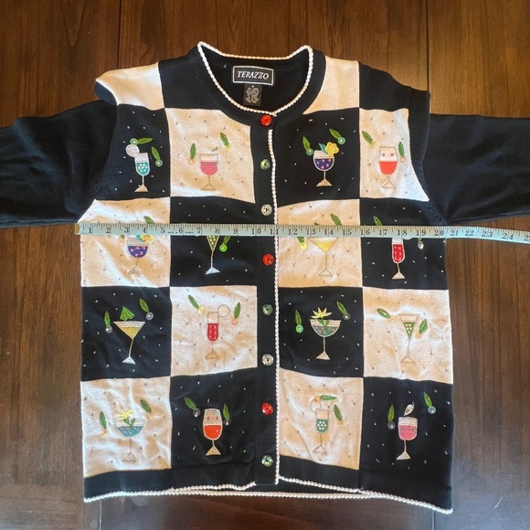 Terrazzo Women's Embellished Cocktail Cardigan, Beads sequins, Size Medium - Picture 11 of 12